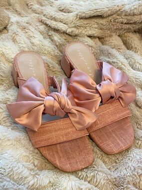 Copper Key Rose Pink Bow Slide Mules